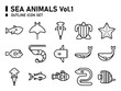 Sea animals icon set. Oceans icon.
