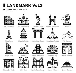 landmark icon. outline icon set.
