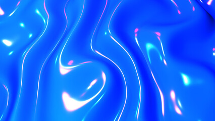 blue plastic shiny background, latex glossy texture pattern, 3d render illustration.