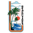 vintage Retro summer beach vibes graphic prints, summer beach slogan with beach surf sandals illustratiion