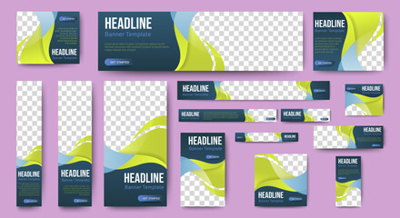 Wall Mural - set of corporate web banners of standard size with a place for photos. vertical, horizontal and squa
