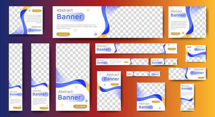 Web advertising banner template design. Modern web layout set with standard size. vector