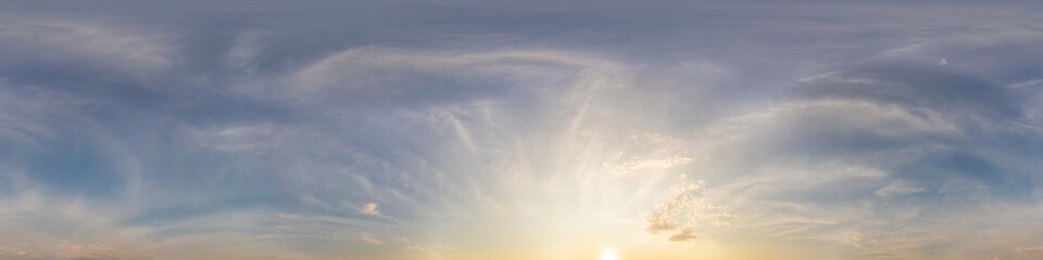 blue summer sky panorama with light cirrus clouds. hdr seamless