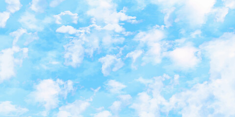 Blue nature sky with tiny clouds background.Blue Sky vector with gradient light white background. Beautiful puffy clouds in bright blue sky in day sunlight.