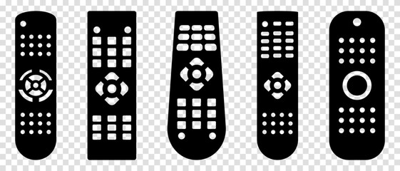 Wall Mural - TV remote control icons. Vector illustration isolated on transparent background