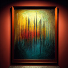 Spectacular artwork in artistic frame under dim light. Artworks in the museum