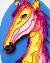 Horse Made Of Paper And Cardboard.Quilling