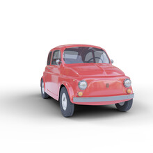 Red Car Fiat 500 3d Render Transparent Background