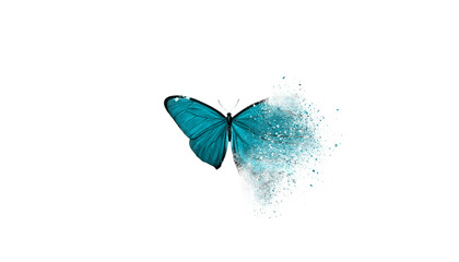Digital Transformation Banner. Dispersed Butterfly Isolated