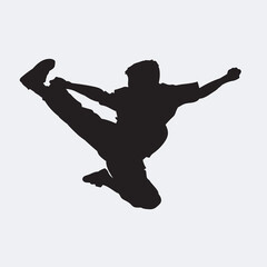 Poster - Karate martial art fighter vector silhouette. on white.