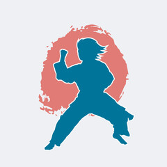 Poster - Karate martial art fighter vector silhouette.