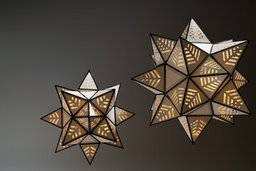 Wall Mural - Lantern paper stars with empty space for text