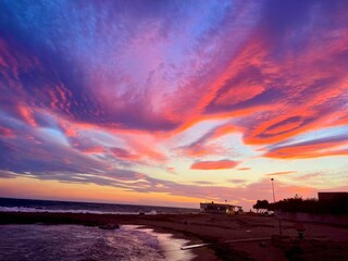 Unbelievable sky at sunset purple sky