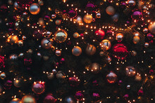 Christmas Background With Balls And Lights