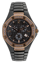 Black Wrist Watch With Gold And Diamonds In PNG Format.