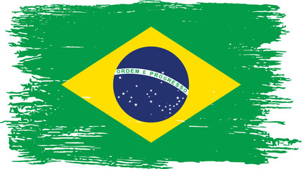 Wall Mural - Brazil  flag with brush paint textured isolated  on png or transparent background,Symbol Brazil,template for banner,advertising ,promote, design,vector,top  win sport country