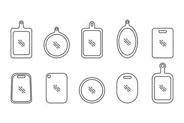 Cutting board outline icons set vector. Editable stroke. linear style sign for use web design and mobile apps, logo. Vector illustration.