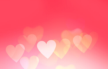 Wall Mural - Red valentine's background, blurred hearts texture. Romantic abstract bokeh backdrop.