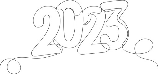 Wall Mural - 2023 sketch, continuous line drawing, vector