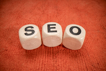 Canvas Print - search engine optimization (seo) - acronym in letter cubes, internet and web design concept