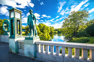 Wall Mural - The Vigeland Park in Oslo scenic lake and architecture view