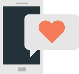 Sticker - smartphone and heart illustration in minimal style