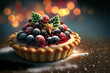 beautiful illustration of sweet dessert , mix berry tart