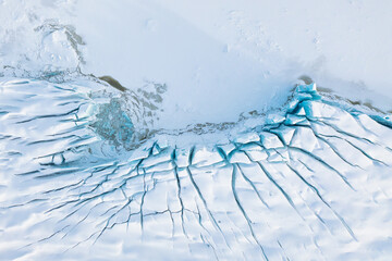 Wall Mural - iceland. landscape from a drone. destruction of the glacier in iceland due to global warming. aerial