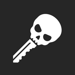 Wall Mural - Modern skull key for hidden treasure vector icon