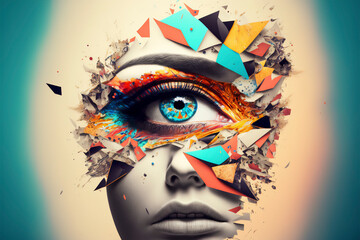 creative and mix collage surrealistic face