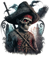 Zombie, Pirate, Skull, Monster, Print T-shirt Design Png Transparent