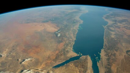 Wall Mural - journey over the red sea and saudi arabia. composed using photos from the international space statio