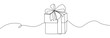 © Tally 18 - Gift box one line drawing. Continuous one line gift box.Presents with ribbon bow.Hand drawn greeting present box.Line art christmas surprise.