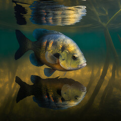 bluegill fish in a pond
