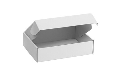 Open blank carton box isolated on transparent background.