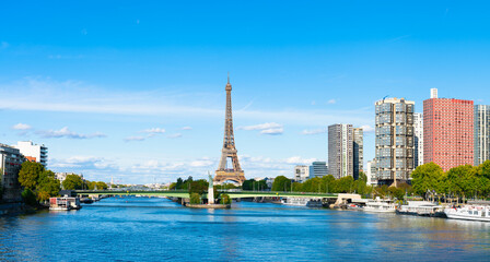 Wall Mural - Eiffel Tower by seine river in Paris. France