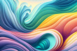 Colorful abstract ocean waves as wallpaper background illustration. Generative AI.