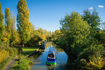 Sticker - Grand Union canal in autumn season. Milton Keynes. England