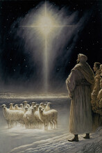 While Shepherds Watch Their Flocks By Night. Gen Art. Possible Xmas Card Design