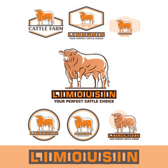 Wall Mural - LIMOUSIN GREAT BULL LOGO, silhouette of bic cattle standing vector illustrations