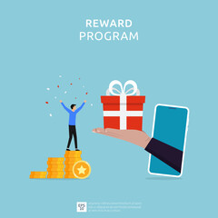 Referral rewards and Loyalty Marketing Program, Earning points and collect to get bonus, suitable for web landing page, ui, mobile app, banner template