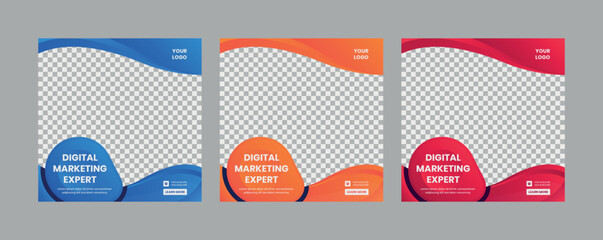 Web advertising banner set, Modern Gradient Blue cover header background for website design