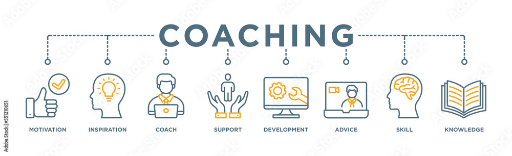 Coaching banner web icon for coaching and success, motivation ...