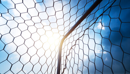 Wall Mural - Closeup of soccer goal net