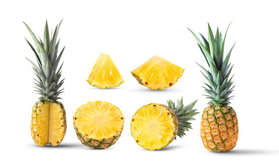 set of pineapple on transparent png