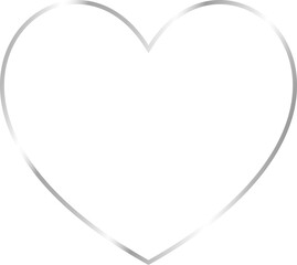 Wall Mural - silver heart frame isolated on transparent background, luxury border template design for invitation,