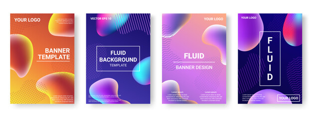 Wall Mural - geometric pattern shapes, 3d liquid, different colors. creative fluid gradient bubbles, cool memphis