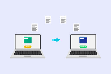 file transfer between two laptop using internet, send of document. data encryption protected connect