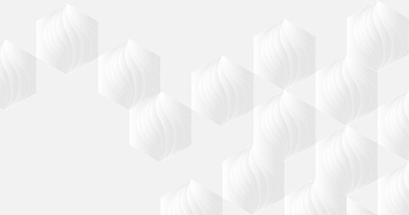 Poster - Abstract hexagon with wavy curve pattern texture on white background. Vector illustration