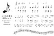 走り書きのような ラフな手書きの 五線譜, 音符など楽譜・音楽モチーフの素材集 ベクターイラスト 黒1色
